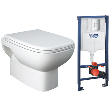Grohe Rapid SL Large Concealed Frame WC Set with Wall Hung Toilet - 500 x 1130mm