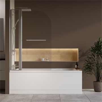 Nuie Square Eternalite SE Acrylic Bath With Panel and Curved Bath Screen - BAZSE087