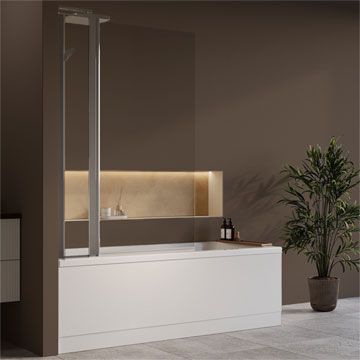 Nuie Square SE Acrylic Bath With Front Panel and Straight Bath Screen - BAZSE061