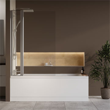 Nuie Square Eternalite SE Acrylic Bath With Front Panel and Straight Bath Screen - BAZSE081