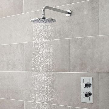 Nuie Quest Twin Chrome Thermostatic Valve With Backplate - Image