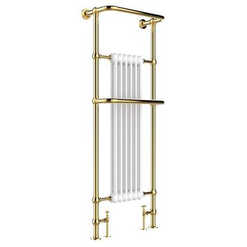 QS Basics Grosvera Floorstanding Traditional Antique Brass Towel Radiator 570 x 1500mm - Mild Steel
