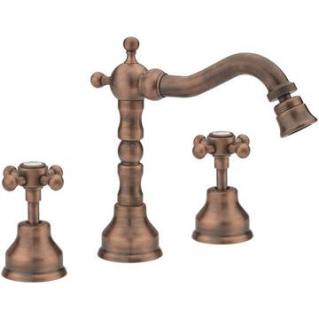 Tre Mercati Allora 3 Tap Hole Traditional Copper Bidet Mixer Tap - Crosshead Handles