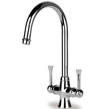Clearwater Regent-C Classic Chrome Kitchen Sink Mixer Tap - 360 Swivel Spout - Lever Handles