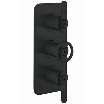 Crosswater Union 3 Handle Matt Black Thermostatic Shower Valve