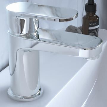 RAK Compact Eco Round Mono Basin Mixer Tap With Clicker Waste - Image