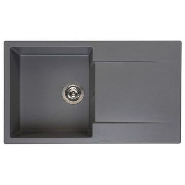 Reginox Amsterdam-10 One Bowl Granite Inset Kitchen Sink 860 x 500mm - Grey Silvery