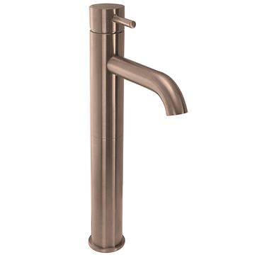 JTP VOS Contemporary Brushed Bronze Tall Basin Mixer Tap with Curved Spout