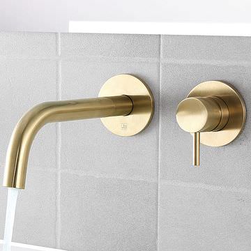 QS Basics VOX Single Lever Wall-Mounted 2-Hole Basin Mixer Tap With 200mm Spout - Image