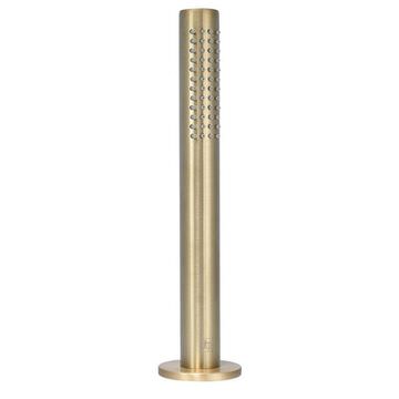 QS Basics VOX Pull-Out Round Brushed Brass Shower Handset and Hose - Deck Mounted