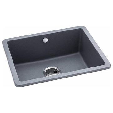 Abode Matrix SQ GR15 Grey Metallic Granite Kitchen Sink with Waste - Single Bowl
