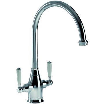 Abode Astbury Traditional Polished Chrome Kitchen Mixer Tap - Ceramic Handles