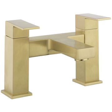 Crosswater Verge Contemporary Bridge Bath Filler Tap - Flat Handles and Spout - Deck Mounted