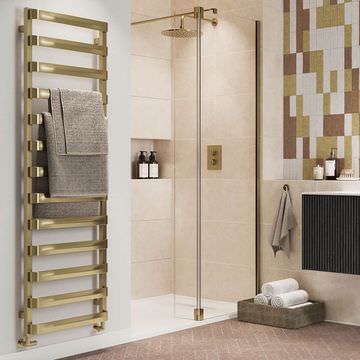 Crosswater Air Brushed Brass Designer Straight Towel Rail - 500mm Wide