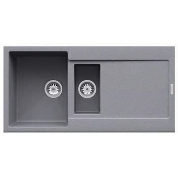 Clearwater Carina Croma Finish Granite Kitchen Sink with Drainer 1000 x 500mm - 1.5 Bowl