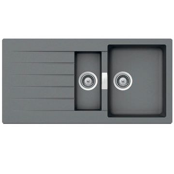 Clearwater Metropol Croma Finish Granite Kitchen Sink with Drainer 1000 x 500mm - 1.5 Bowl