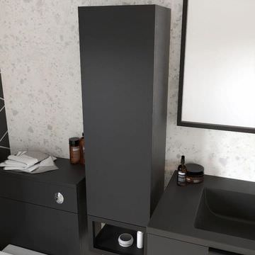 Joseph Miles Ambience Wall Hung Matt Grey Tall Boy Cabinet 300 x 900mm - Single Door