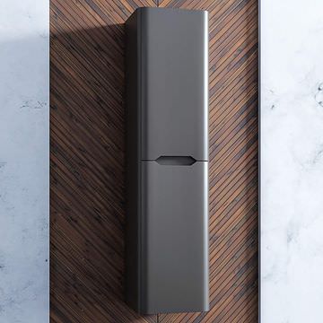 Joseph Miles Ella Wall Hung Anthracite Tall Bathroom Cabinet 350 x 1400mm - Two Door