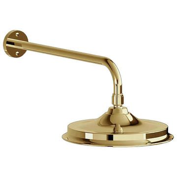 Burlington Riviera AirBurst Traditional Swivel Shower Head with Arm - Gold Finish