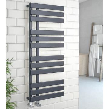 QS Basics Edison Flat Bars Anthracite Designer Towel Rail - 500 x 1180mm - Mild Steel