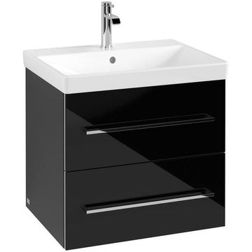 Villeroy and Boch Avento Crystal Black Wall Hung Vanity Unit with Handle - 2 Drawer