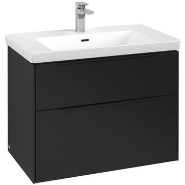 V&B Subway 3.0 Wall Hung Volcano-Black Vanity Unit with Handles 772 x 576mm - 2 Drawers