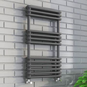 Kartell K-Rad Kolumn Anthracite Designer Towel Rail - 500mm Wide - Mild Steel