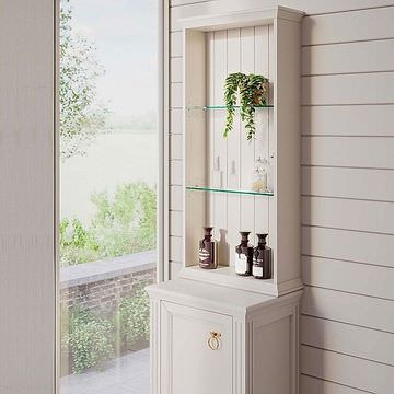 VitrA Valarte Open Shelf Wall Hung Matt Ivory Unit with Glass Shelves 535 x 1135mm - Shaker Style