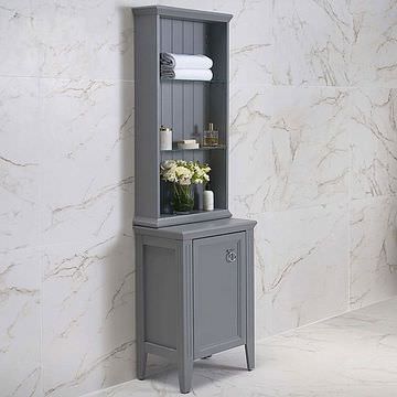 VitrA Valarte Open Shelf Wall Hung Matt Grey Unit with Glass Shelves 535 x 1135mm - Shaker Style