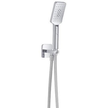 QS Basics Hixel Square Chrome Shower Handset Kit 80 x 280mm - Hose and Wall Outlet
