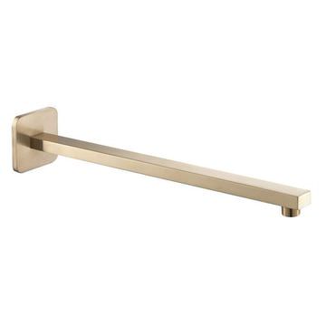 QS Basics Hixel Square Brushed Brass Finish Shower Arm - Wall Mounted - 390mm Projection