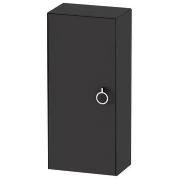 Duravit White Tulip Wall-Hung Graphite Satin Matt Semi-Tall Cabinet with Ring Handle - 1 Door