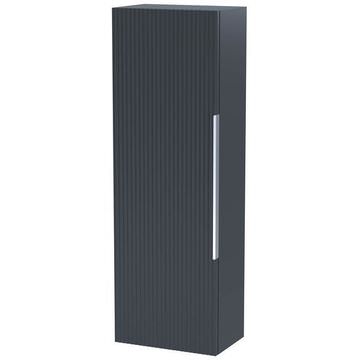Hudson Reed Fluted Soft Black Tall Storage Unit with Handle 400mm x 1200mm - Single Door