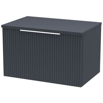 Hudson Reed Fluted Wall Hung Soft Black Basin Unit with Worktop - Single Drawer