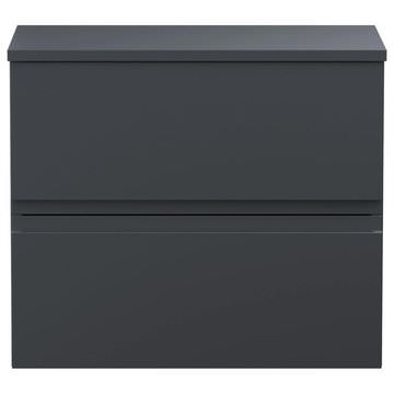 Hudson Reed Urban Soft Black Wall Hung Sleek Vanity Unit with Countertop - 2 Drawer