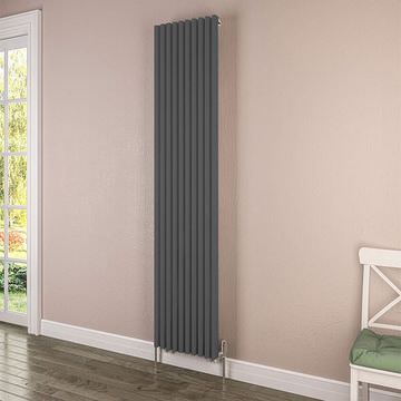 Aqua Edition Desio Vertical Flat Bar Anthracite Radiator 1800mm High - Steel 