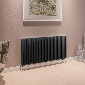 Aqua Edition Desio Flat Bar Anthracite Designer Radiator 600mm High - Steel - Horizontal