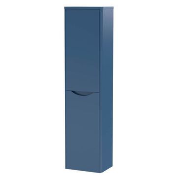Nuie Lunar Wall Hung Satin Blue Tall Bathroom Storage Cabinet 356 x 1392mm - Two Door