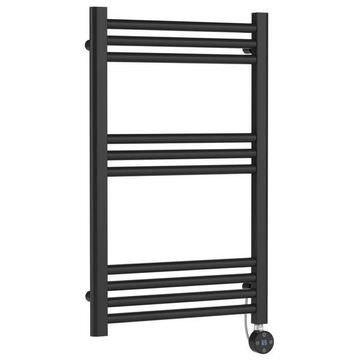 Hudson Reed Anthracite Straight Electric Towel Rail with Round Tubes 500mm Wide - Steel
