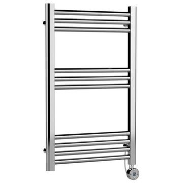 Hudson Reed Straight Chrome Electric Towel Rail with Round Tubes 500mm Wide - Steel