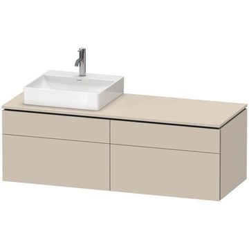 Duravit L-Cube Wall Mounted Countertop Double Basin  Taupe Vanity Unit - Four Drawer