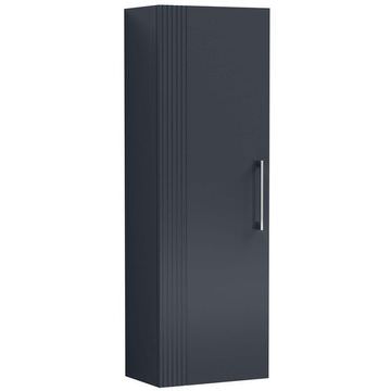 Nuie Deco Semi-Fluted Soft Black Wall Hung Tall Storage Cabinet 400 x 1200mm - Single Door
