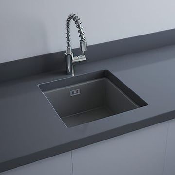 RAK Silvia Fireclay Matt Grey Under Counter Kitchen Sink 450 x 475mm - One Bowl