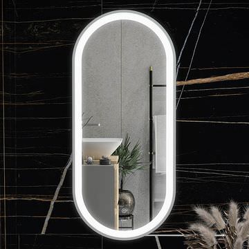 Rak Picture Oval Borderlit LED Mirror with Demister Pad 1000mm High - Chrome Frame