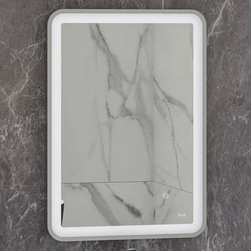 RAK Art Soft Rectangular LED Borderlit Mirror with Touch Sensor Switch - Chrome Frame