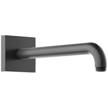 Keuco Round Brushed Black Chrome Shower Arm with Square Rosette - Wall Mounted