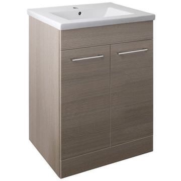 QS Basics Tempo Floorstanding Vanity Unit with Basin and Handles 600 x 835mm - Two Door