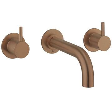 Crosswater MPRO 3 Hole Brushed Bronze Bath Mixer Tap with Long Spout - Stick Handles