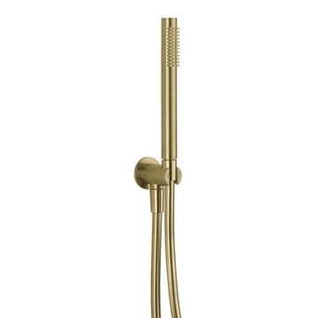 Crosswater 3ONE6 Brushed Brass Shower Handset with Hose and Wall Outlet - Stainless Steel