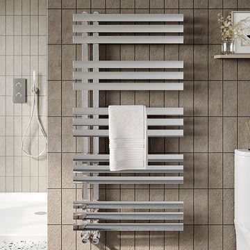 Joseph Miles Elizabeth Flat Bars Chrome Designer Towel Rail - Carbon Steel